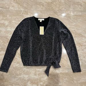 Michael Michael Kors Women’s Lurex Metallic V-Neck long sleeves shirt. XS. NEW